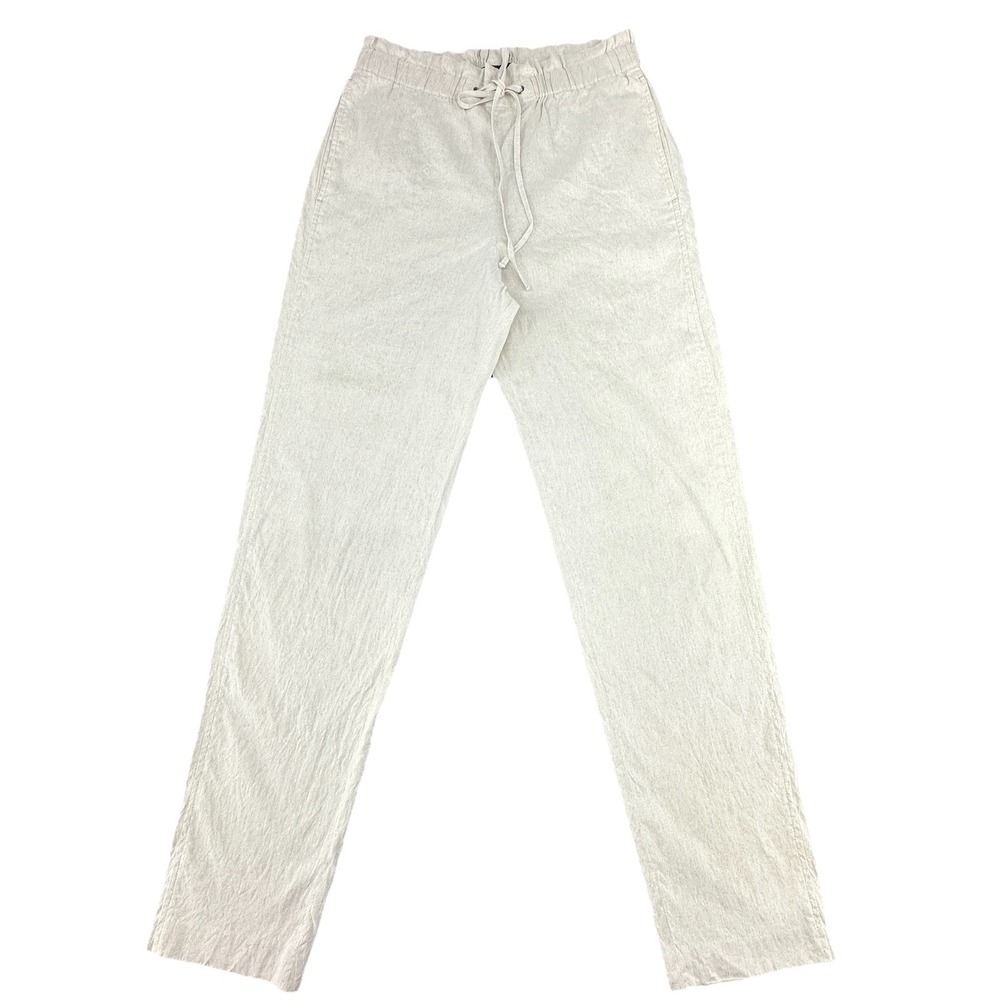 Theory Linen Drawstring Pants Womens Size 4 Natural Beige Straight